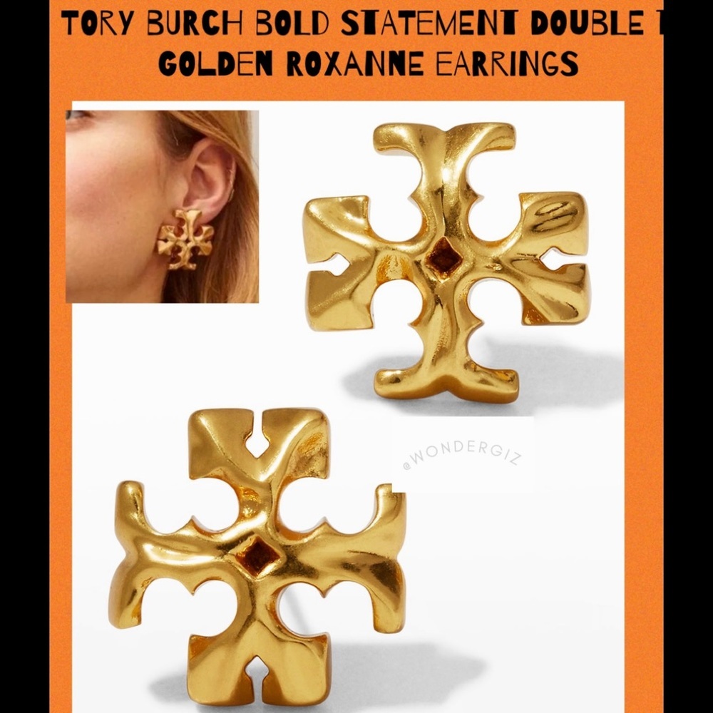 Tory Burch Authentic Bold Statement Double T Gold… - image 7